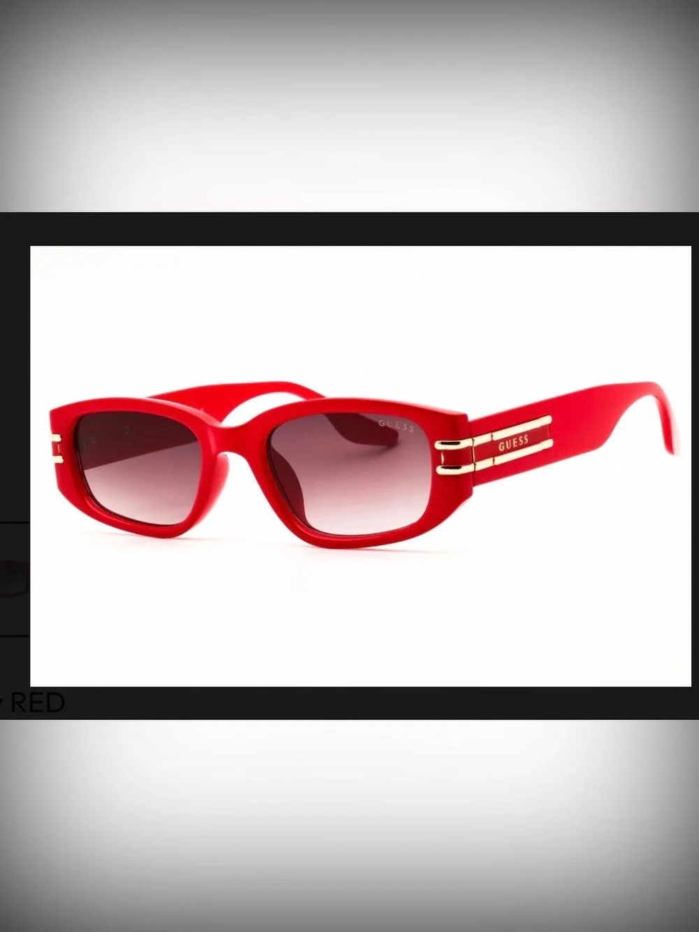 Guess Red Rectangle Women's Sunglasses with Gradient Lenses Gold Accents